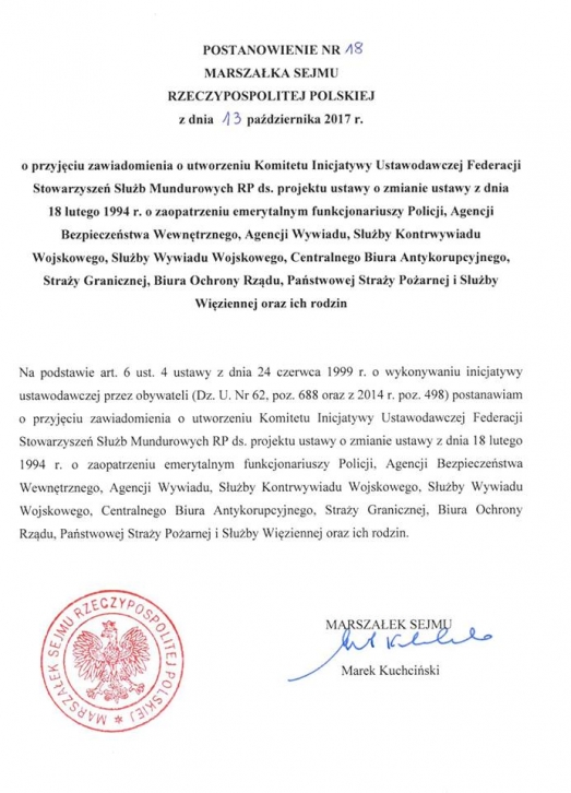 Komitet Inicjatywy Ustawodawczej FSSM RP zarejestrowany!